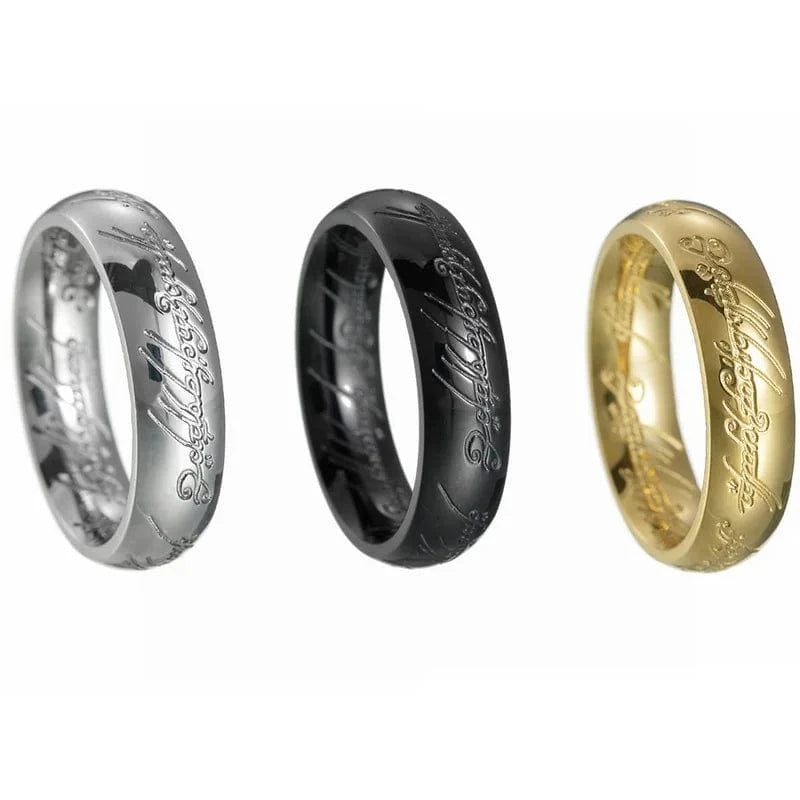 Ring 1. Rings of Power 3D Carved Engraving the Ring for Men Gold Plated Stainless Steel Master Ring Jewelry Gifts Width 6MM Horaclek