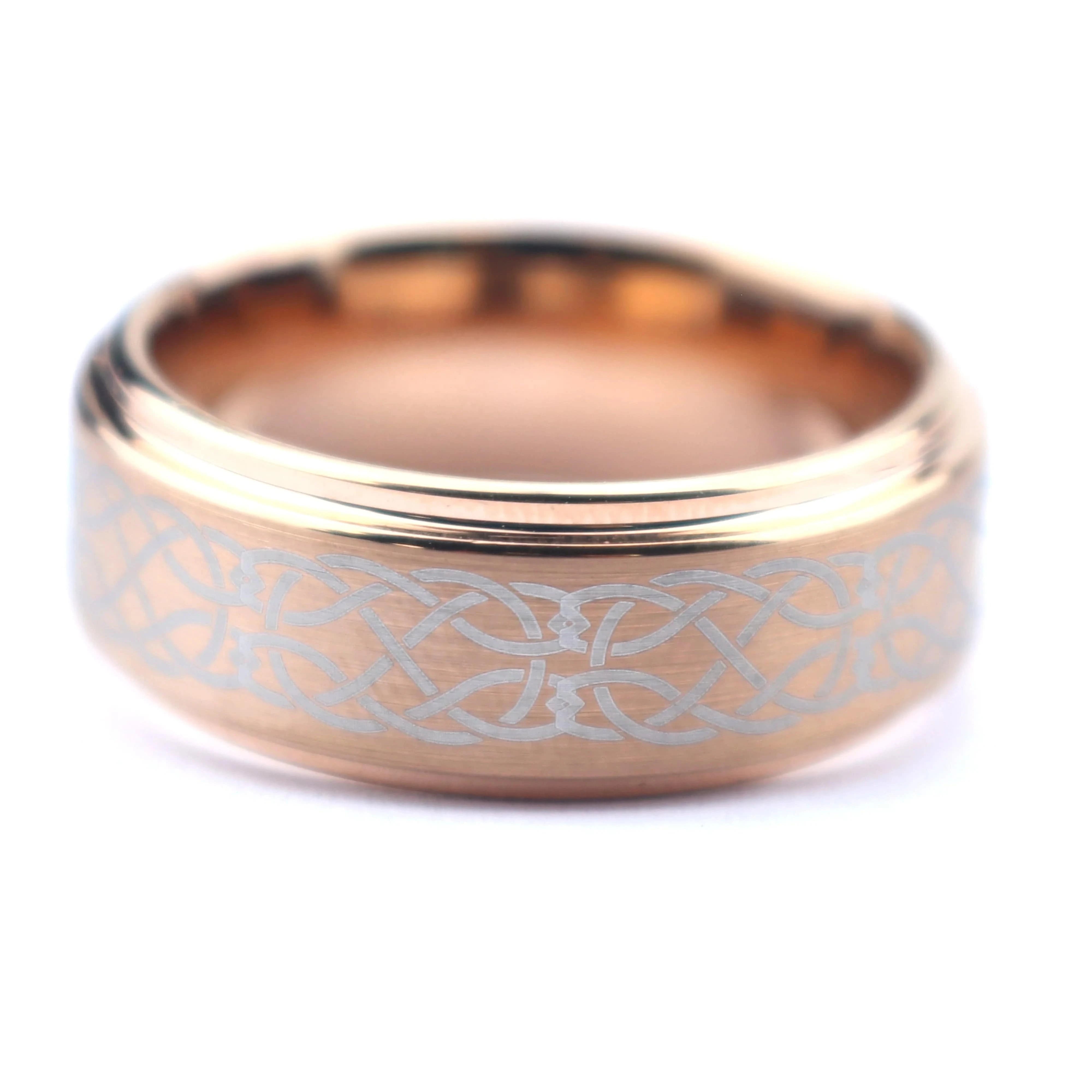 Ring 10. POYA Celtic Knot Ring Men's Tungsten Ring Celtic Wedding Band Rose Gold Plated Unisex Irish Ring Horaclek