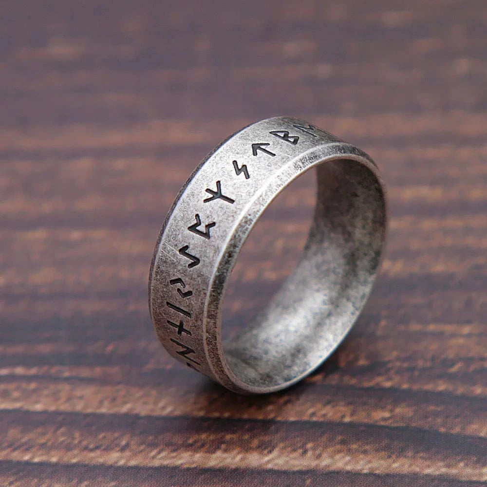 Ring 12. Fashion Retro Viking Rune Ring for Men Women 316L Stainless Steel Odin Letter Rings Couple Simple Amulet Jewelry Gifts Wholesale Style C / 11 Horaclek
