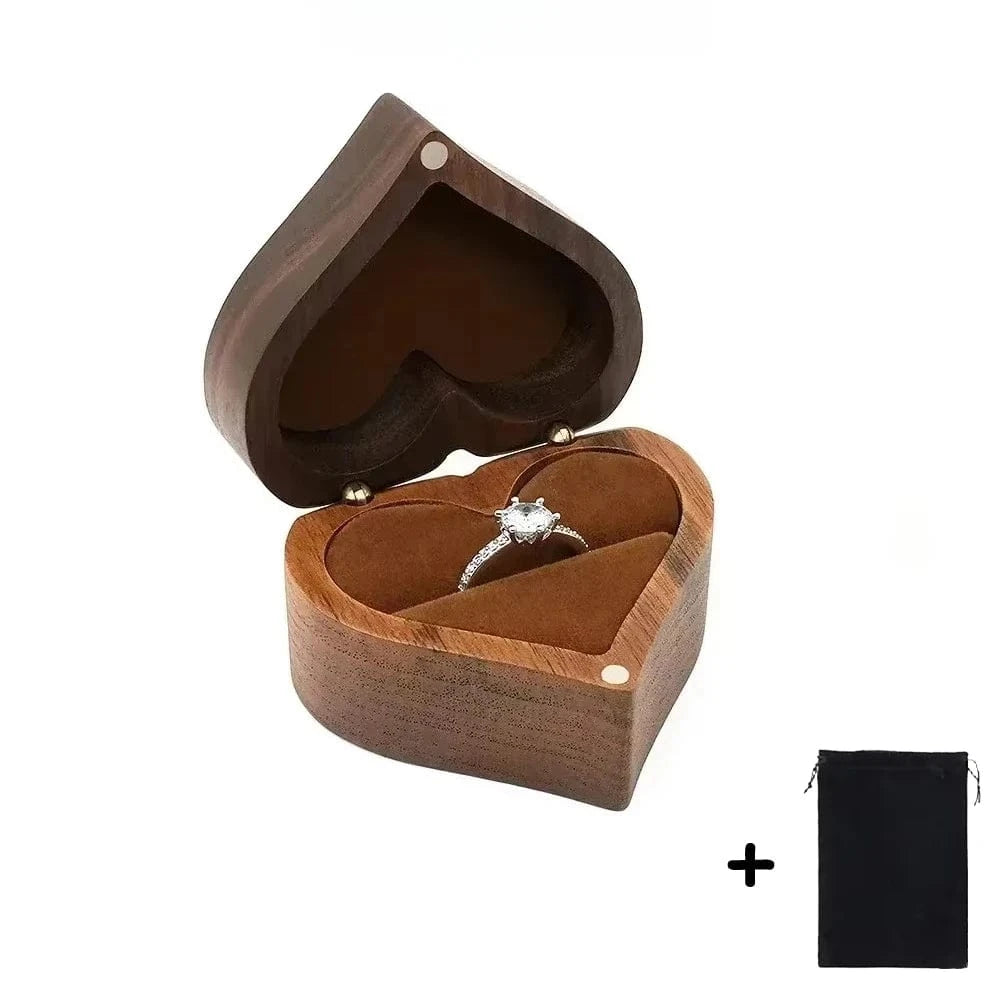 Ring 13. Free Customize Wedding Ring Box With Bag Heart Shape Personalized Custom Wood Ring Box Engagement Ring Boxs Christmas Gifts 1 slot - Brown / Logo(send to seller) Horaclek