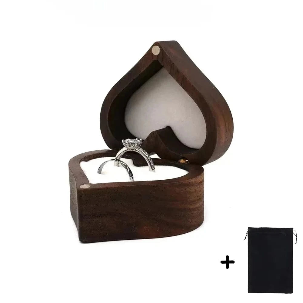 Ring 13. Free Customize Wedding Ring Box With Bag Heart Shape Personalized Custom Wood Ring Box Engagement Ring Boxs Christmas Gifts 2 slot - White / Logo(send to seller) Horaclek
