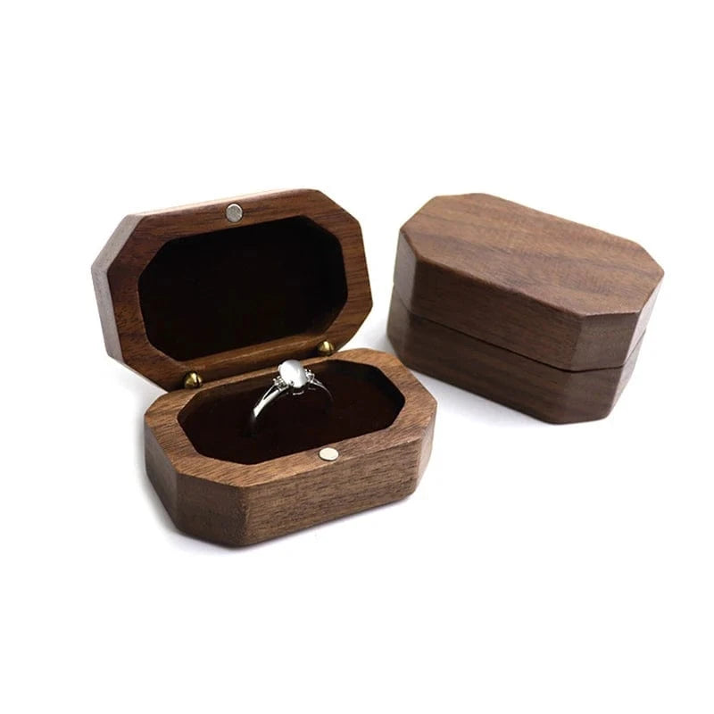 Ring 14. Vintage Black Walnut Wood Jewelry Box Ring Earrings Ring Jewelry Box Wedding Ring Box A Horaclek