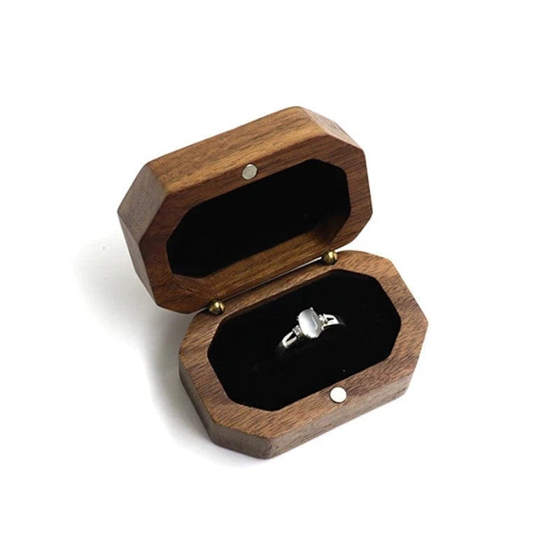 Ring 14. Vintage Black Walnut Wood Jewelry Box Ring Earrings Ring Jewelry Box Wedding Ring Box A Horaclek