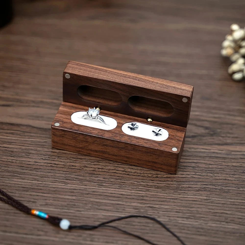 Ring 17.Walnut Wooden Ring Box diamond Pendant Neckl ace Ring earring Gift Display Packaging Case with Colors organizer joyero storage Horaclek