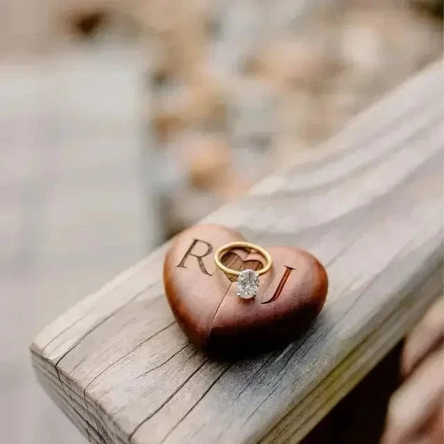 Ring 18. Heart-shaped Ring Box Walnut Wood Proposal Wedding Valentine Rings Storage Free Engraving Logo Personalized Customized Gift Horaclek