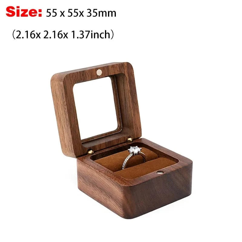 Ring 20. 1PCS Free Custom Name Walnut Wooden Ring Box Personalized Wedding Anniversary Gift Walnut Wood Engagement Wedding Rings Box Gift B-1-Brown / ENGRAVING NAME Horaclek