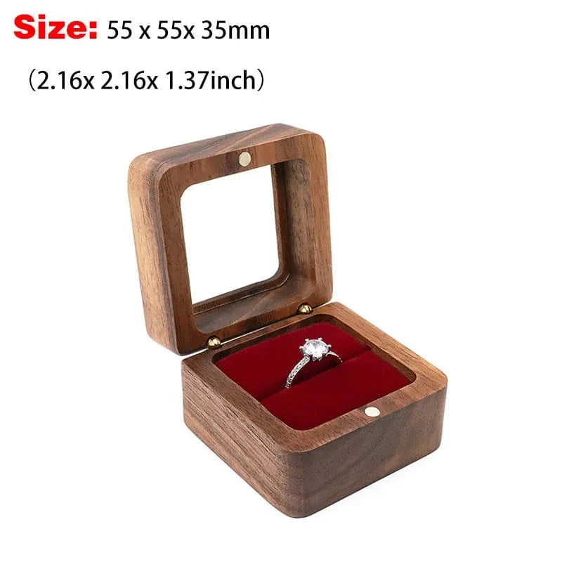 Ring 20. 1PCS Free Custom Name Walnut Wooden Ring Box Personalized Wedding Anniversary Gift Walnut Wood Engagement Wedding Rings Box Gift B-1-Red / ENGRAVING NAME Horaclek