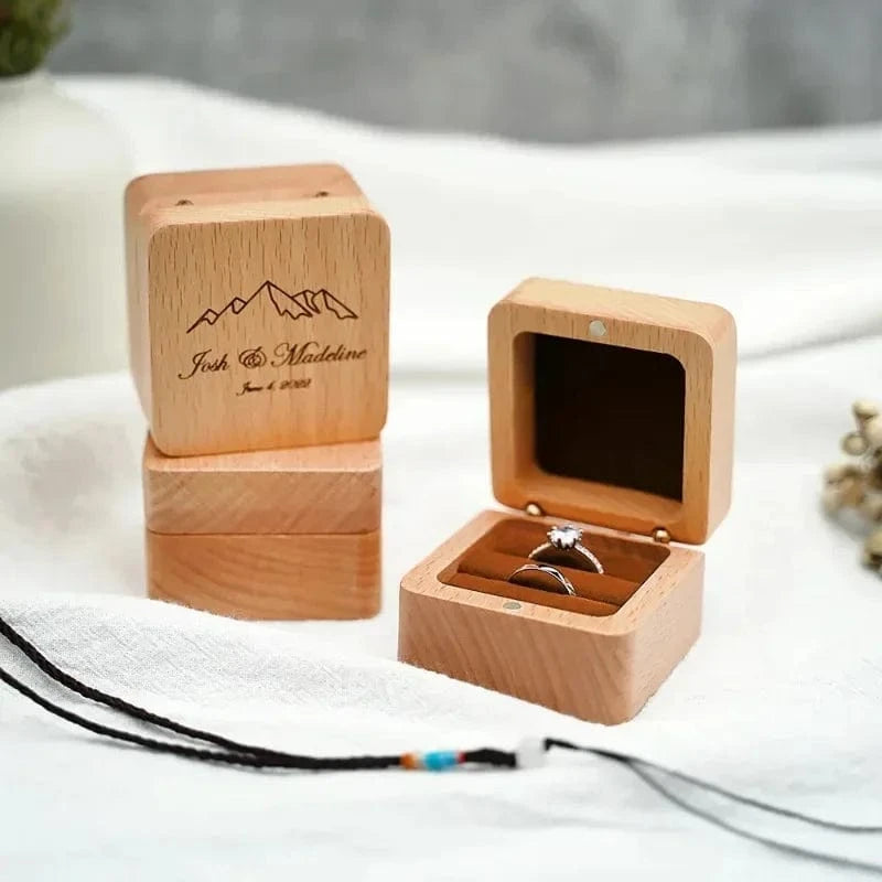 Ring 22. Free Custom Wood Ring Box Engagement Wedding Ceremony Storage Proposal Portable Gifts Bead Case Rustic Wedding Gift for lovers Horaclek