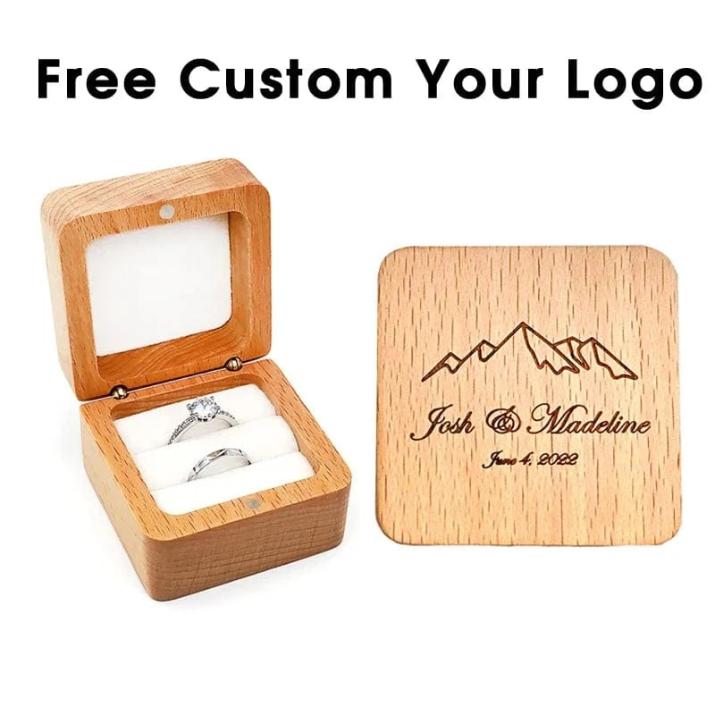 Ring 22. Free Custom Wood Ring Box Engagement Wedding Ceremony Storage Proposal Portable Gifts Bead Case Rustic Wedding Gift for lovers Horaclek