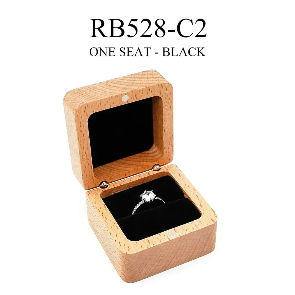 Ring 22. Free Custom Wood Ring Box Engagement Wedding Ceremony Storage Proposal Portable Gifts Bead Case Rustic Wedding Gift for lovers A-1-Black / Need Custom Horaclek