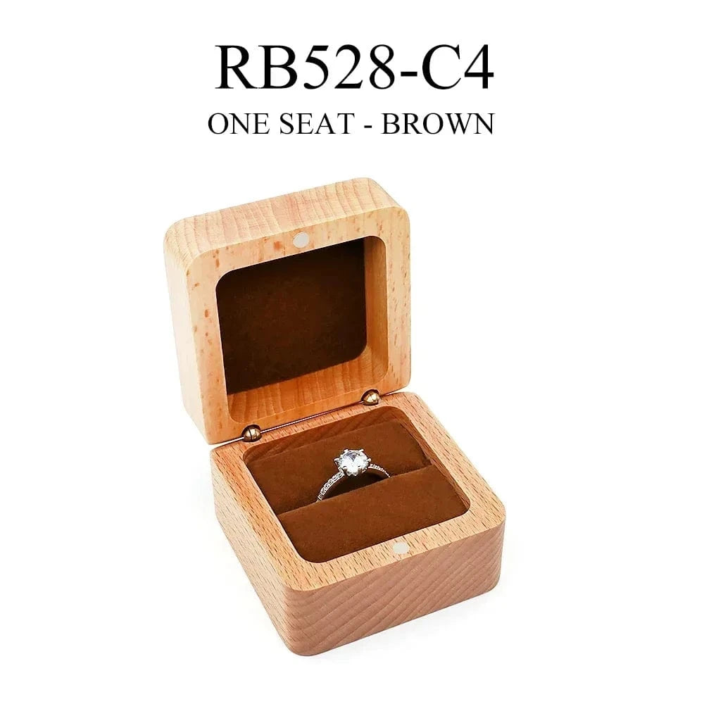 Ring 22. Free Custom Wood Ring Box Engagement Wedding Ceremony Storage Proposal Portable Gifts Bead Case Rustic Wedding Gift for lovers A-1-Brown / Need Custom Horaclek