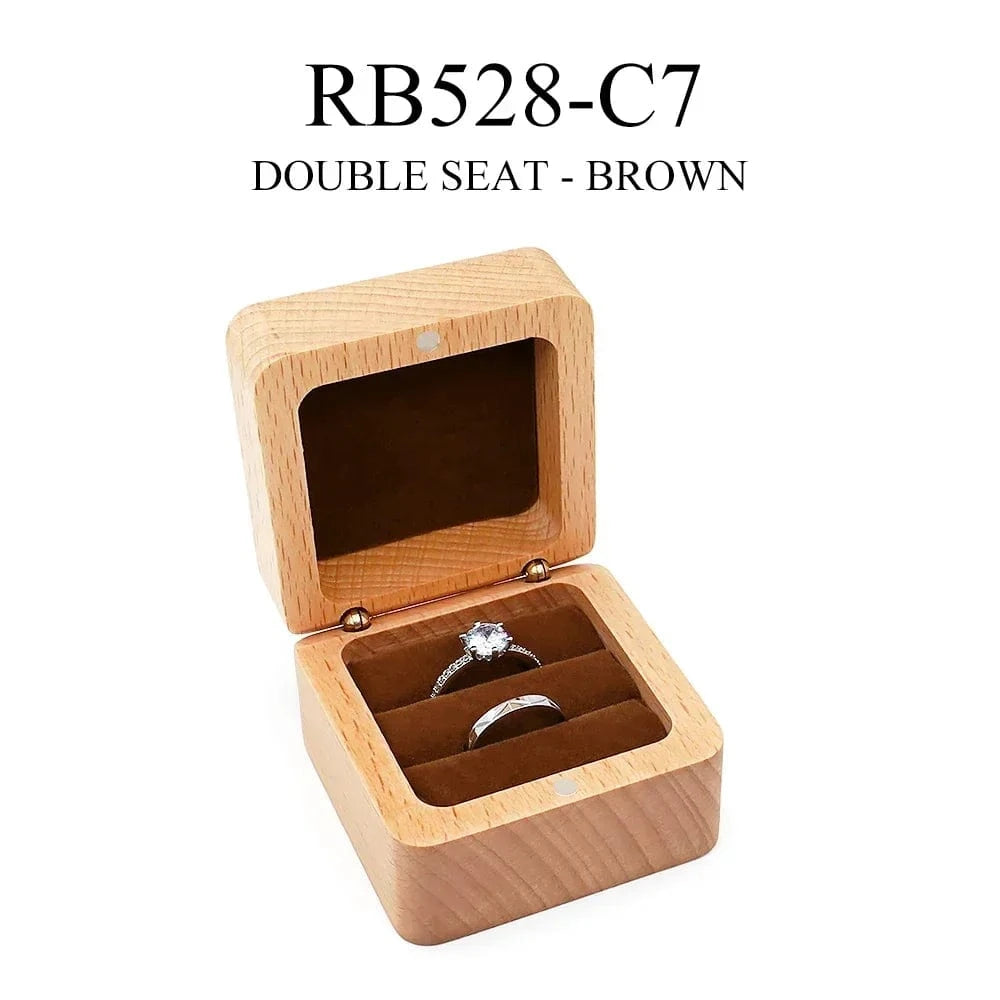 Ring 22. Free Custom Wood Ring Box Engagement Wedding Ceremony Storage Proposal Portable Gifts Bead Case Rustic Wedding Gift for lovers A-2-Brown / Need Custom Horaclek