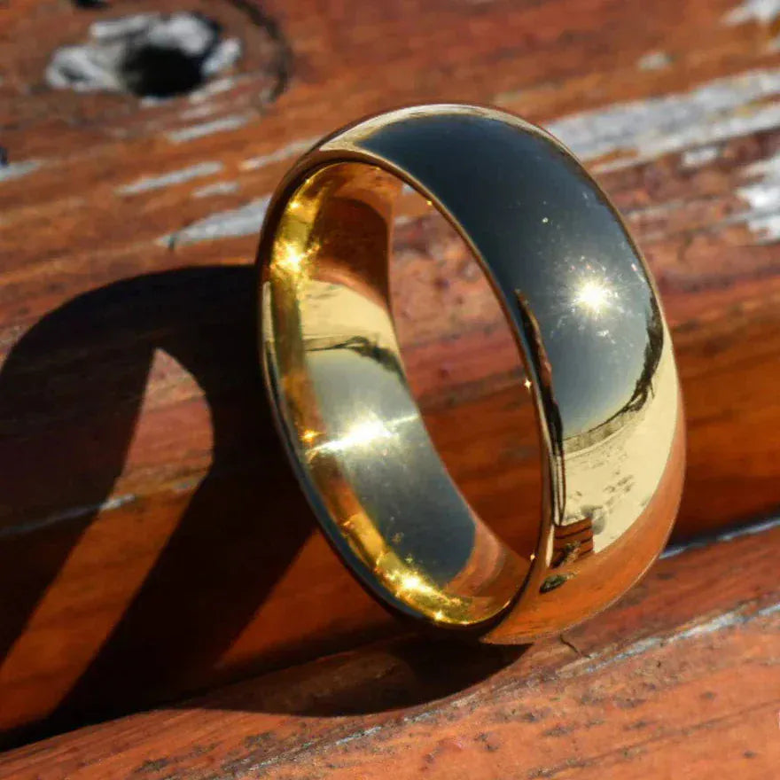 Ring High Polished 8mm Gold Tungsten Ring My Store