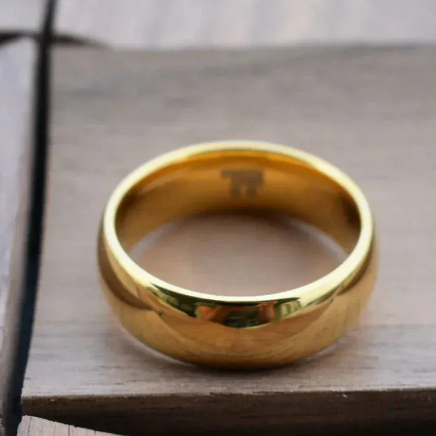 Ring High Polished 8mm Gold Tungsten Ring My Store