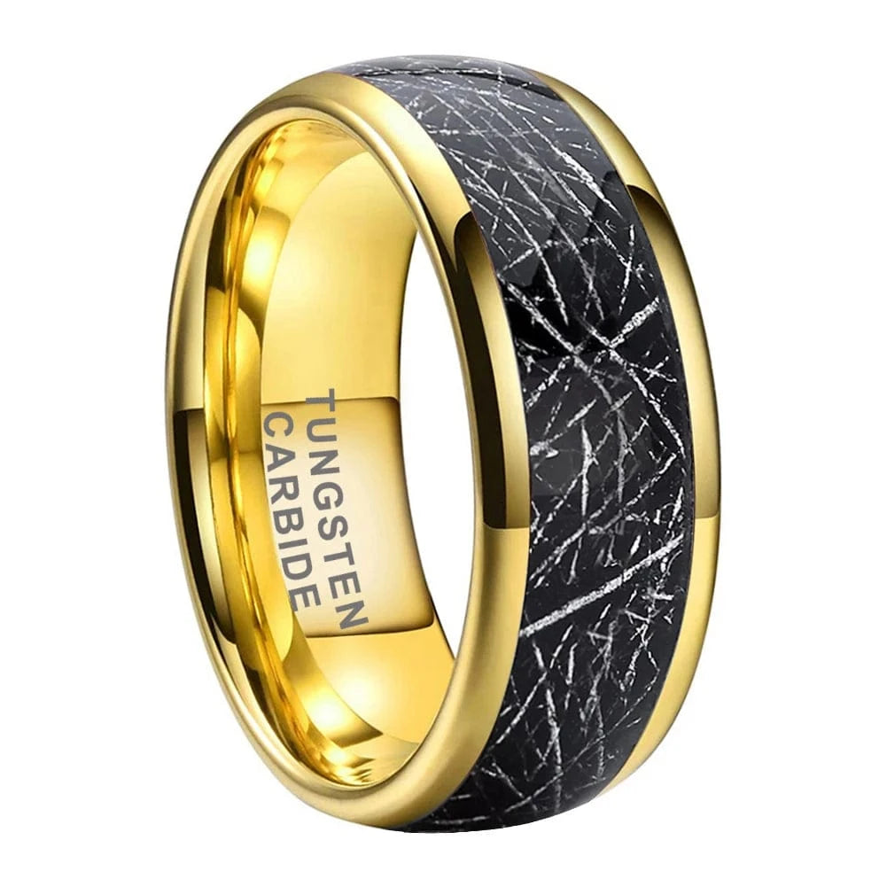 Ring Meteorit Goldglanz 8mm Gold Tungsten / 6 Horaclek