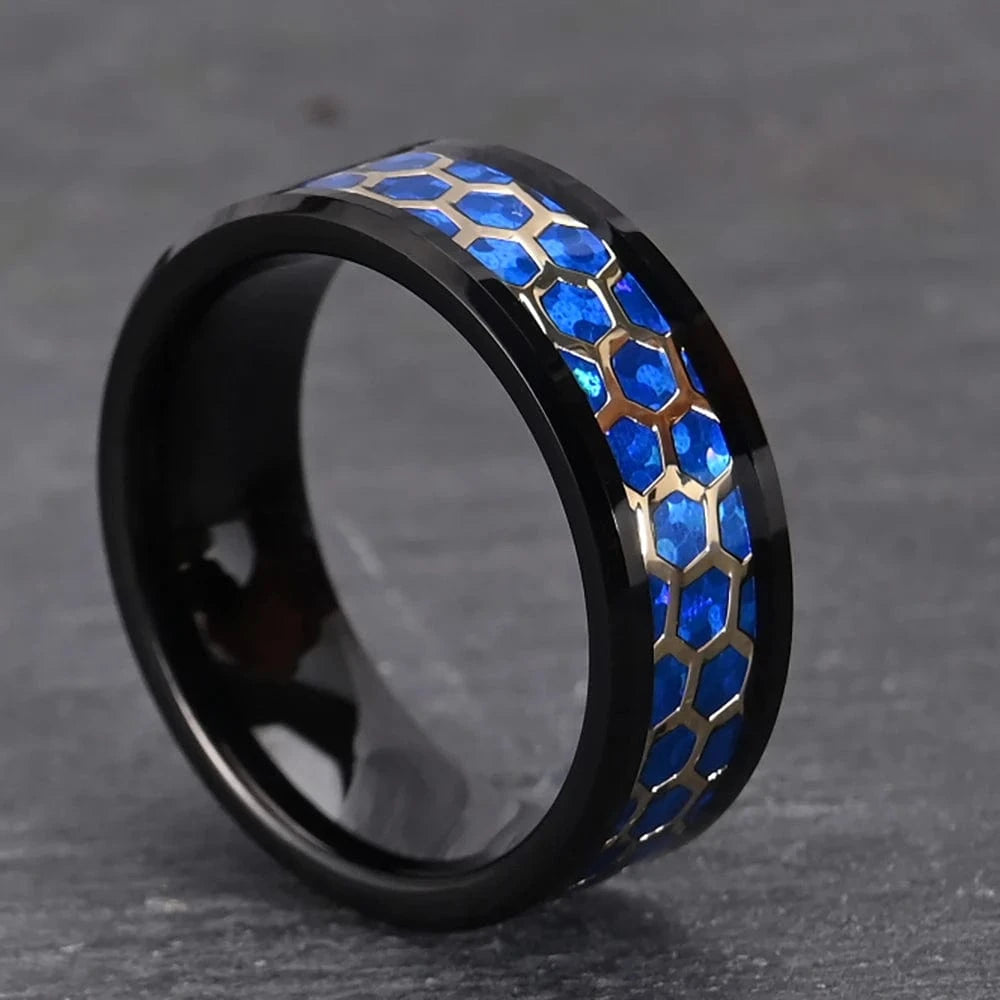 Ring Opalblau Glanz Black / Classic Plain ring / 5 Horaclek