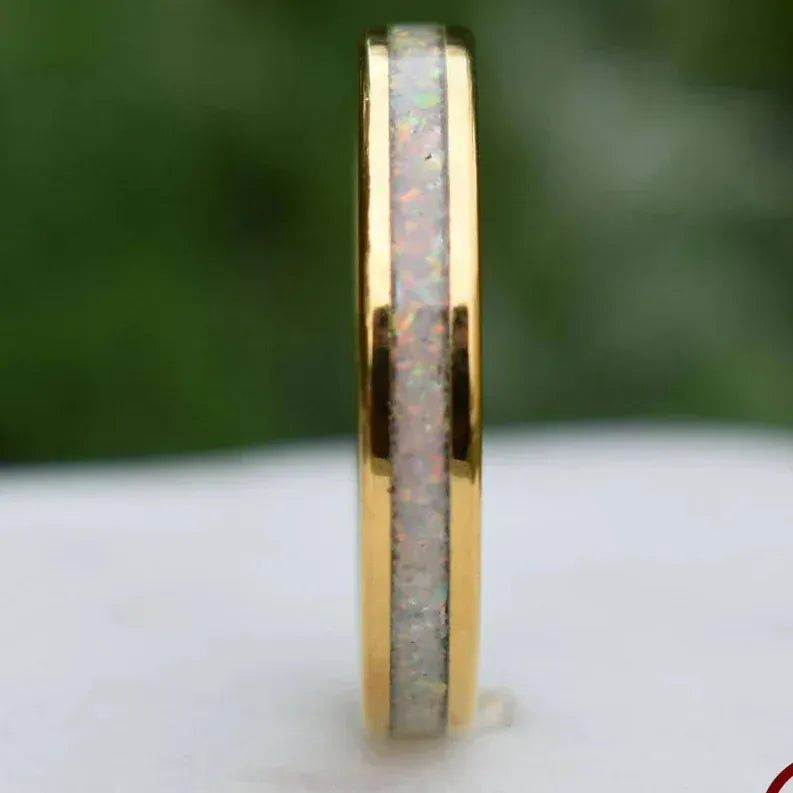 Ring Tungsten Gold Opal Ring 4mm My Store