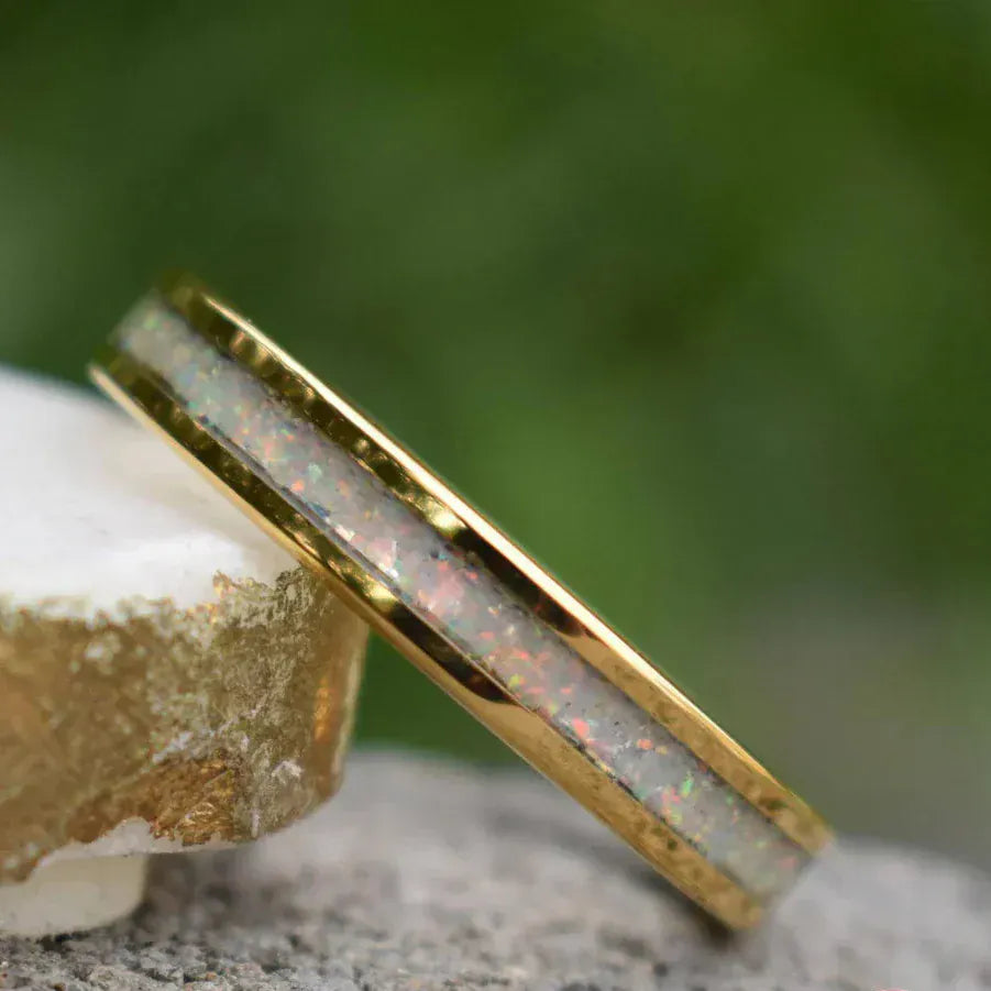 Ring Tungsten Gold Opal Ring 4mm My Store