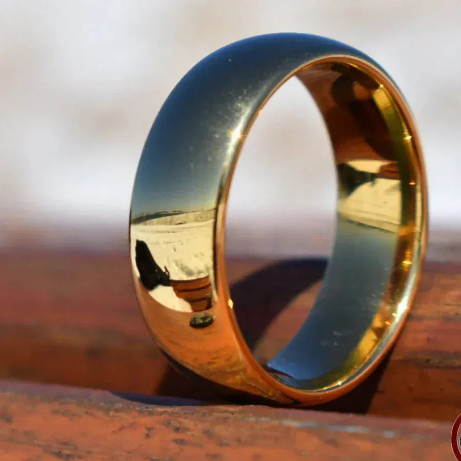Ring High Polished 8mm Gold Tungsten Ring My Store