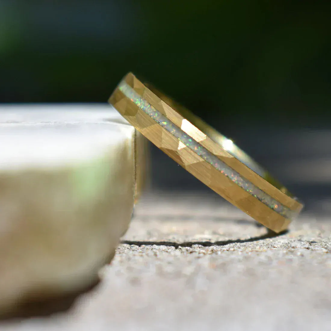 Ring Tungsten 6mm Hammered Gold Ring My Store