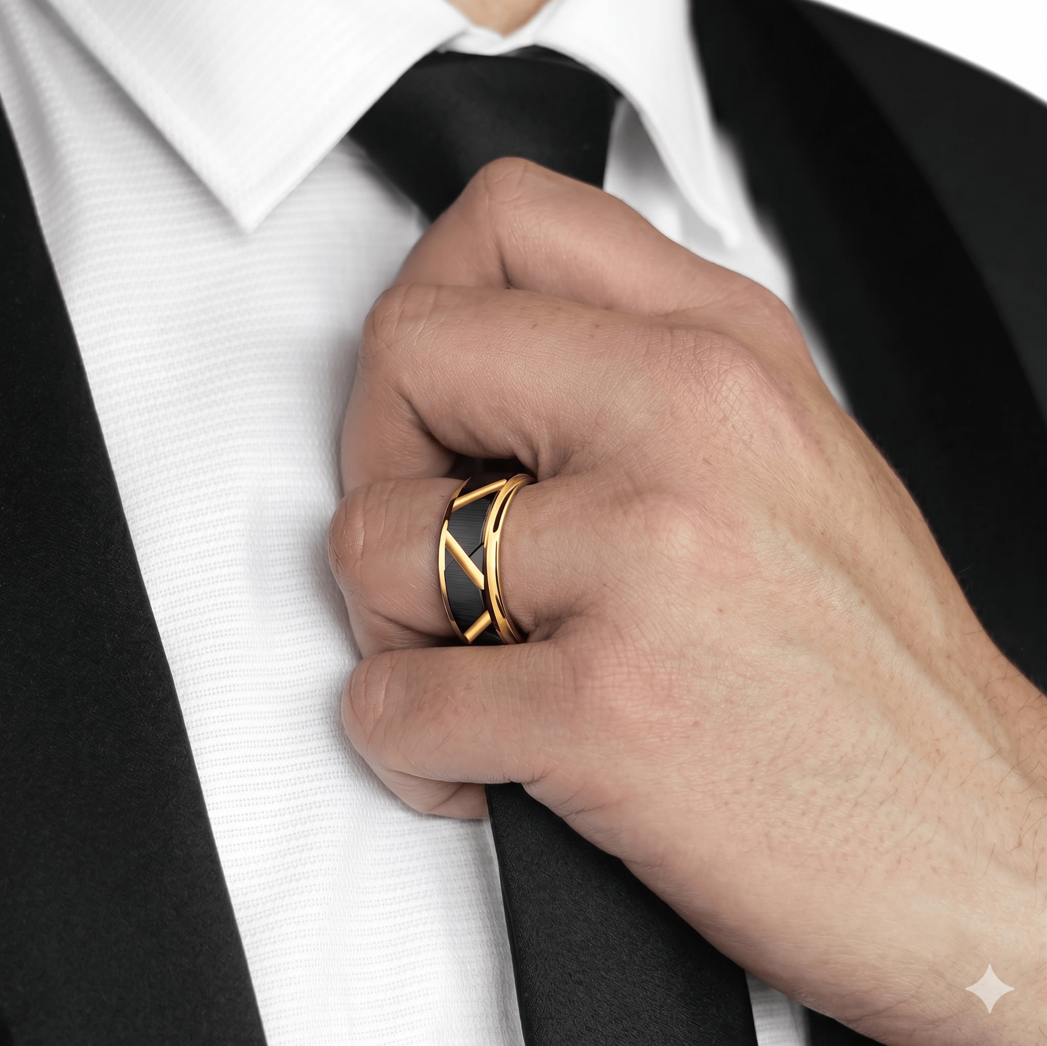Ring Wolframcarbid 8mm Breite Schwarz & Gold Ehering My Store Tungsten
