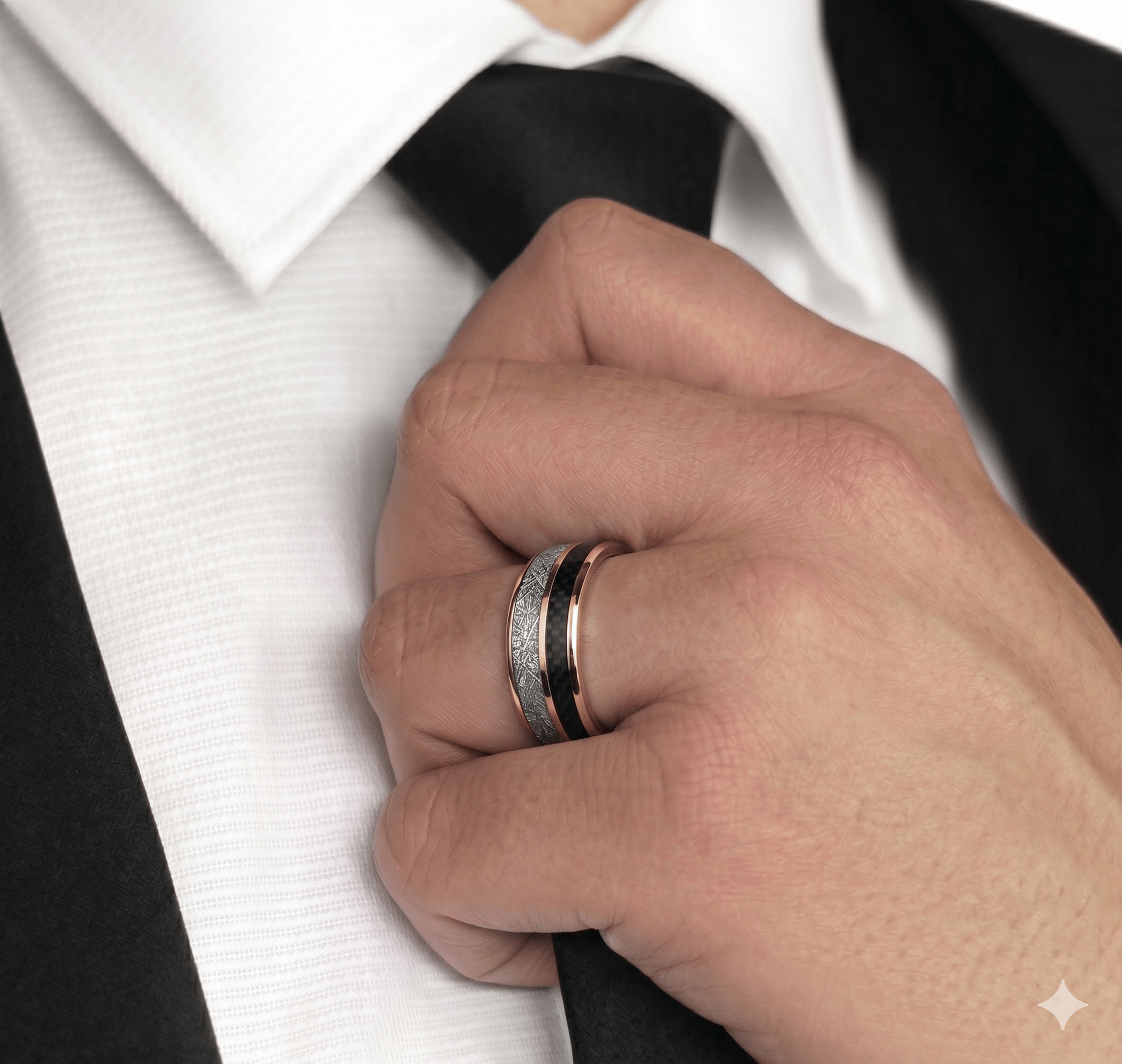 Ring Wolframcarbid Rosegold Unisex Ehering mit Carbon My Store Tungsten