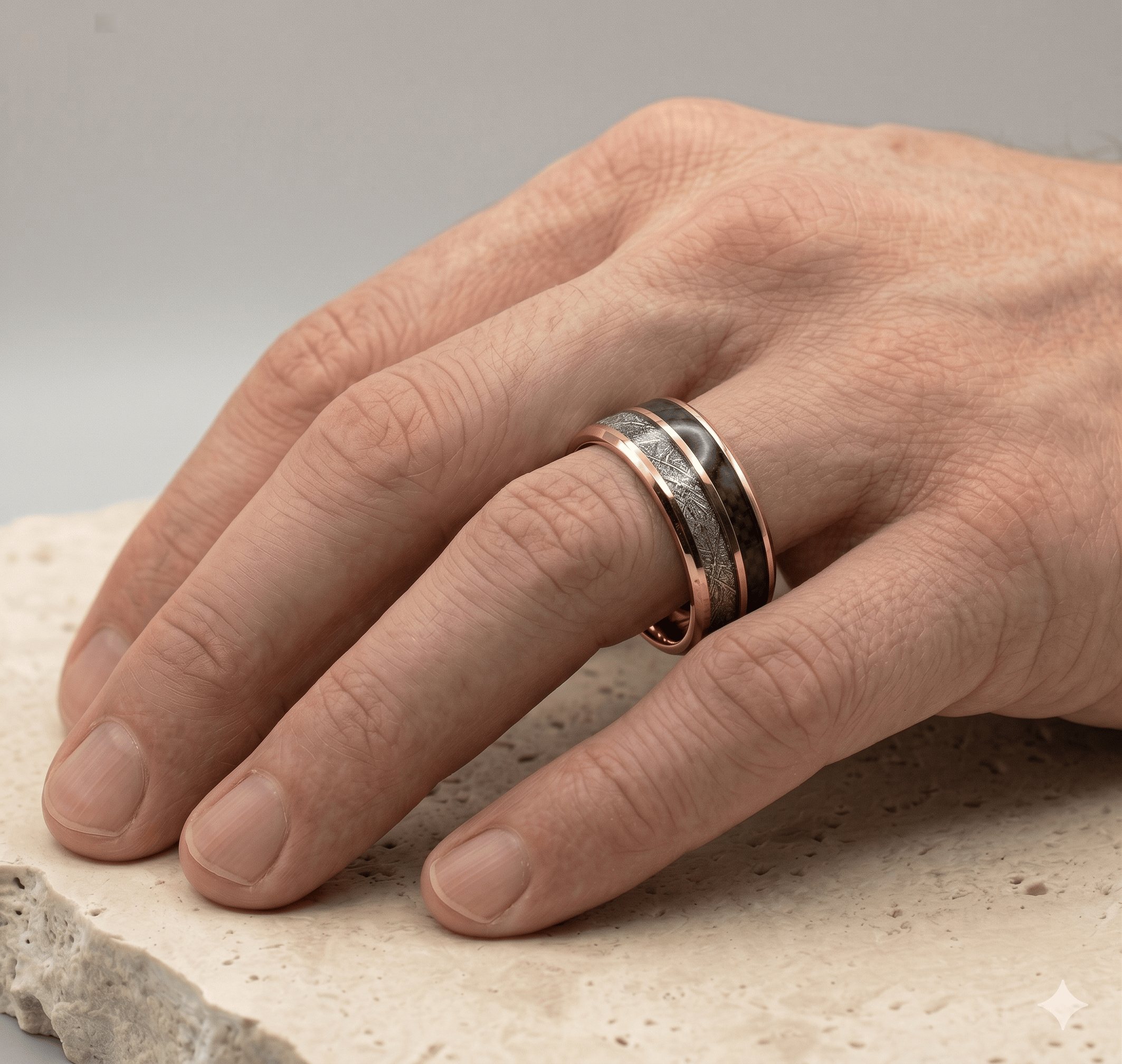 Ring Wolframcarbid Rosegold Unisex Ehering mit Carbon My Store Tungsten